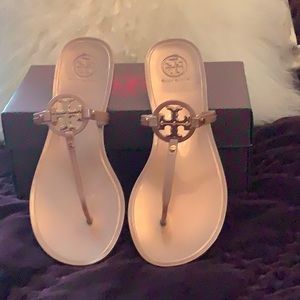 Tory Burch rose gold mini miller flat thong sandal